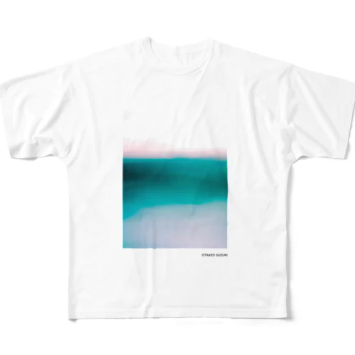 TAKEO SUZUKI 現代アートTシャツ「abstract blue」 All-Over Print T-Shirt