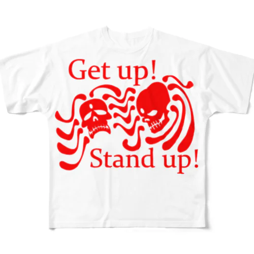 Get Up! Stand Up!(赤) フルグラフィックTシャツ