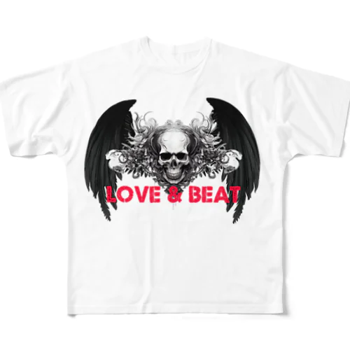 LOVE&BEAT スカル2 フルグラフィックTシャツ