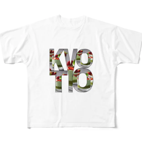 KYOTO ロゴ 抹茶スイーツ柄切り抜き All-Over Print T-Shirt