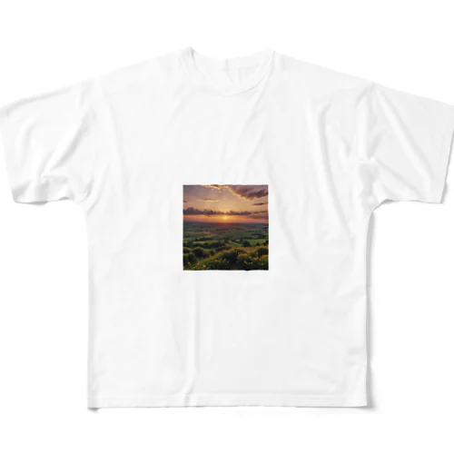 日没の風景 フルグラフィックTシャツ