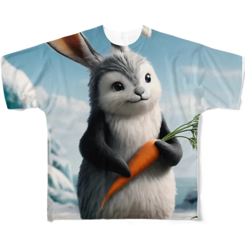 ペンギンとウサギの子供 All-Over Print T-Shirt