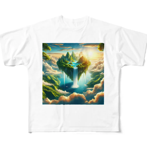 空高く浮かぶ伝説の島 All-Over Print T-Shirt