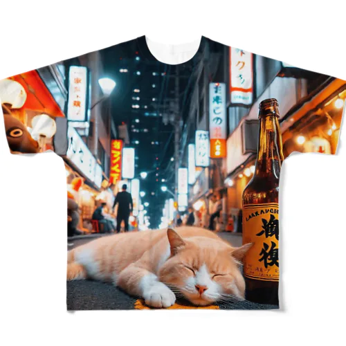 眠りネコ フルグラフィックTシャツ