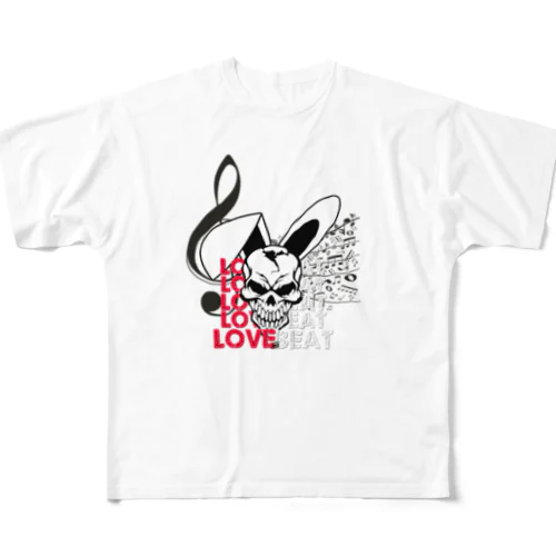 LOVE&BEAT スカル5 フルグラフィックTシャツ
