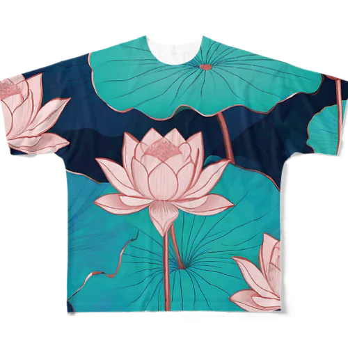 蓮の花 フルグラフィックTシャツ