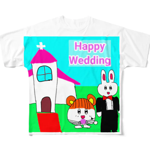 Happy ウェディング All-Over Print T-Shirt