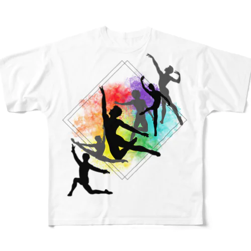 male ballet dancers(薄色用） フルグラフィックTシャツ