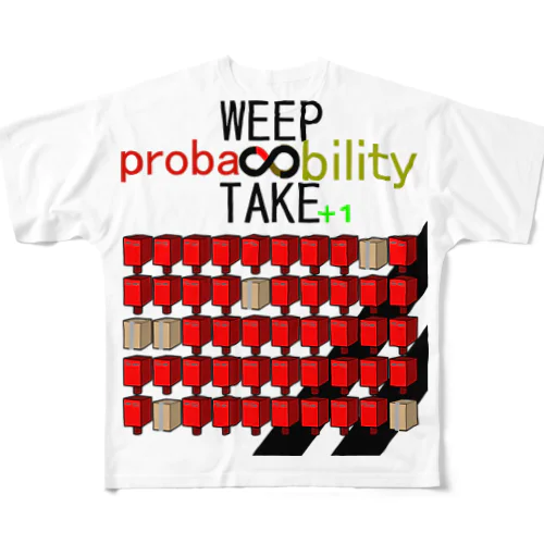 WEEP＆TAKE probability All-Over Print T-Shirt