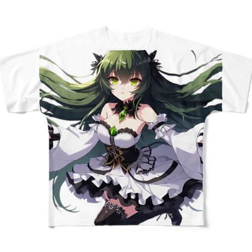 碧の髪の少女 フルグラフィックTシャツ