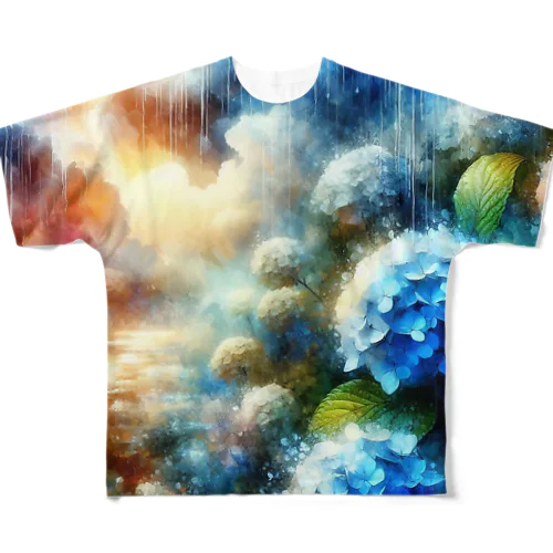 紫陽花夢幻 All-Over Print T-Shirt