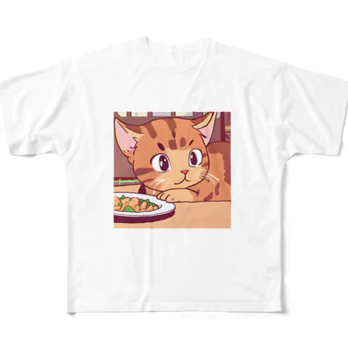 お腹を空かせた茶トラ猫くん All-Over Print T-Shirt