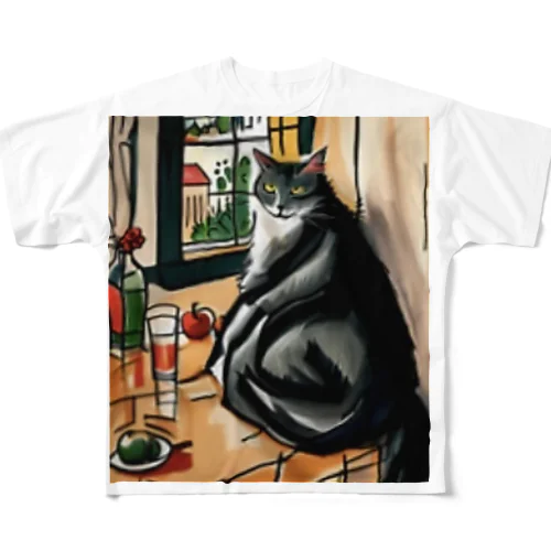 まったり猫 フルグラフィックTシャツ