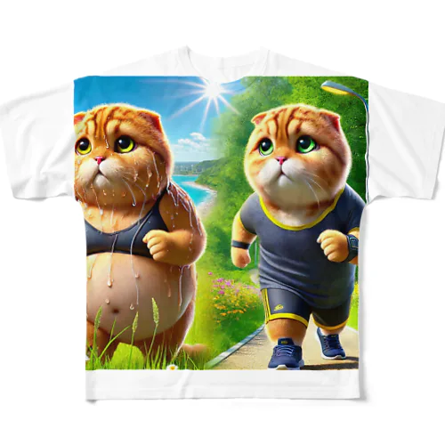 だいぶ効果が出てきた小太り猫 All-Over Print T-Shirt