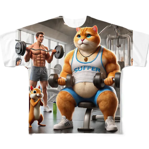 顔つきが変わった、運動猫 フルグラフィックTシャツ