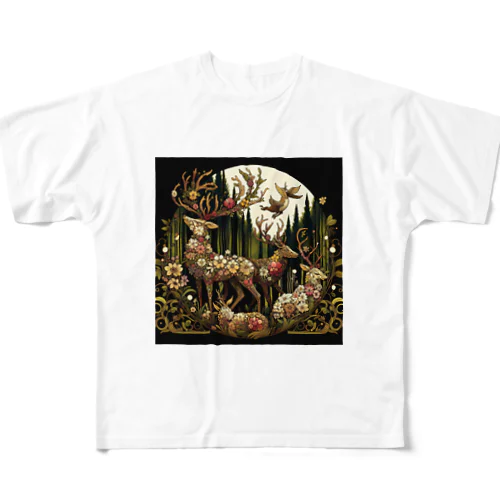 美しい花でできた生き物たち All-Over Print T-Shirt