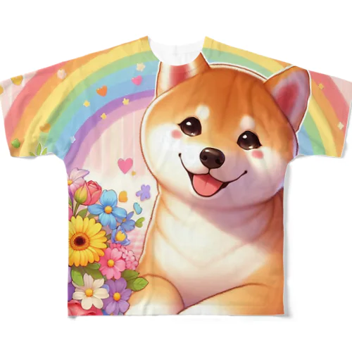 夢の中の柴犬 フルグラフィックTシャツ