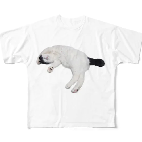 尻尾が短い保護猫 たぬちゃん All-Over Print T-Shirt