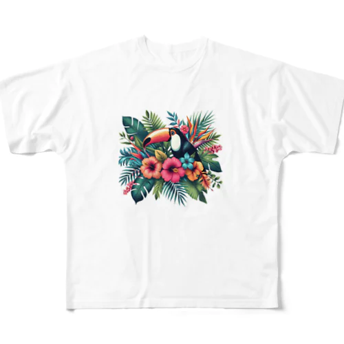 夏Tシャツ🌺花柄🌺ボタニカルアイテム フルグラフィックTシャツ