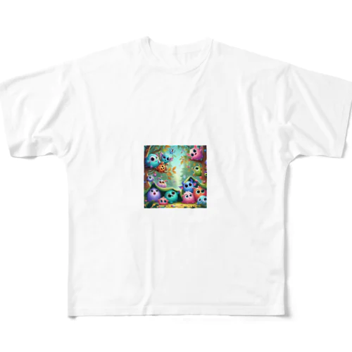 ほっこりまんまるちびモンスター All-Over Print T-Shirt