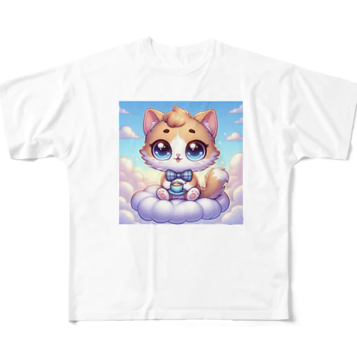 可愛い猫 フルグラフィックTシャツ