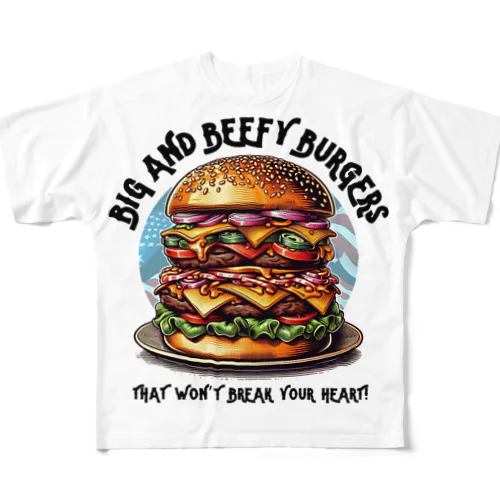 あなたを満足させるバーガーを! All-Over Print T-Shirt