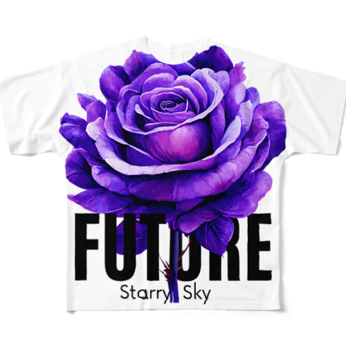 紫色の薔薇 フルグラフィックTシャツ