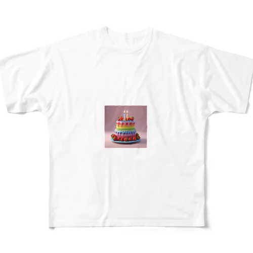 レインボーケーキ フルグラフィックTシャツ