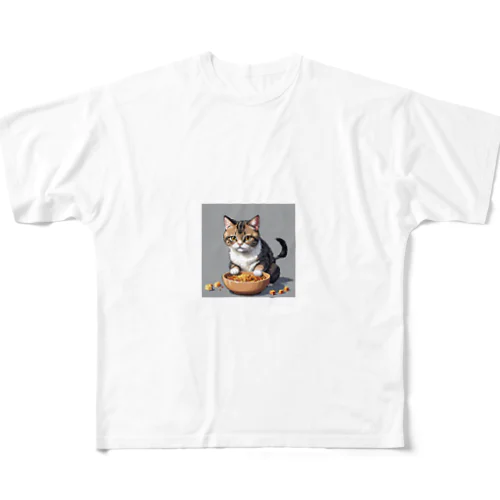 子猫とご飯 All-Over Print T-Shirt