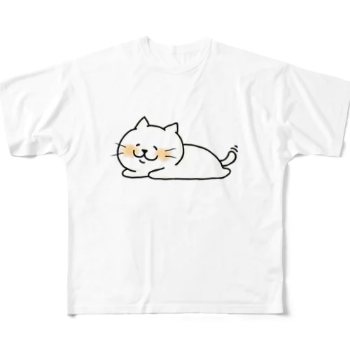 猫のニコのんびりTシャツ フルグラフィックTシャツ