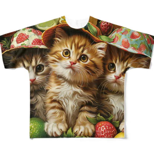 子猫のフルーツの楽園　なでしこ1478 All-Over Print T-Shirt