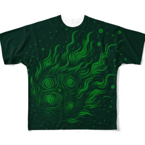 Hinotama 緑 All-Over Print T-Shirt