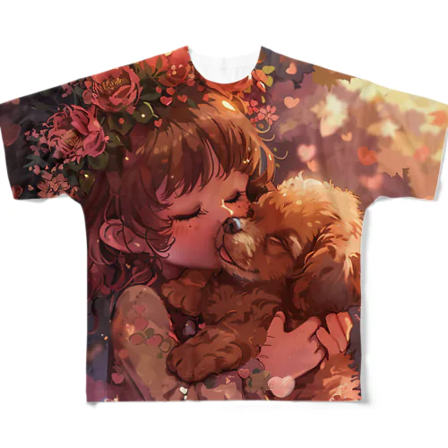 愛犬の愛心温まる愛情　なでしこ1478 All-Over Print T-Shirt