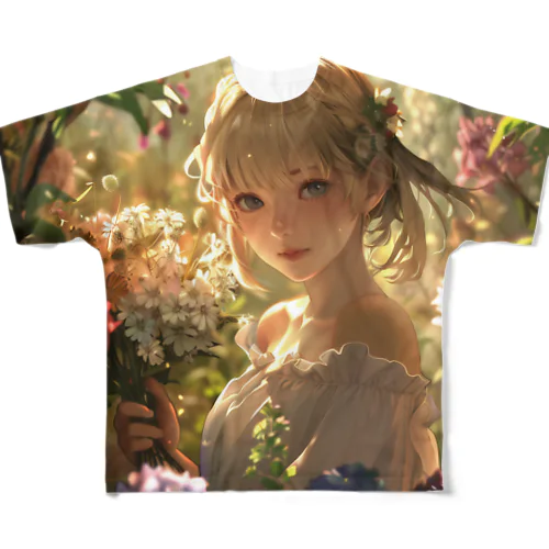 Fantasy Flower Field - Girl's Smile フルグラフィックTシャツ