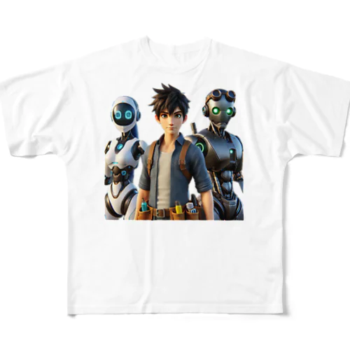 未来都市のロボットたち All-Over Print T-Shirt