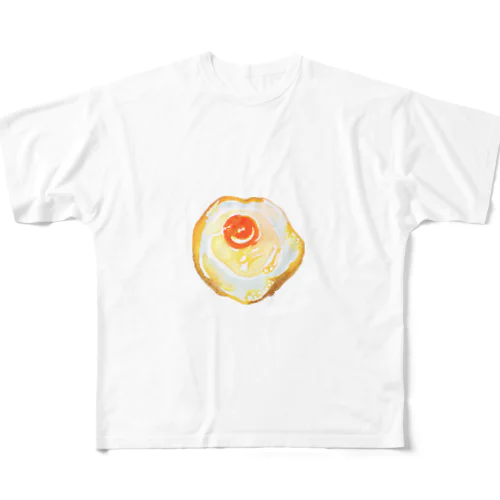 目玉焼き　水彩 フルグラフィックTシャツ