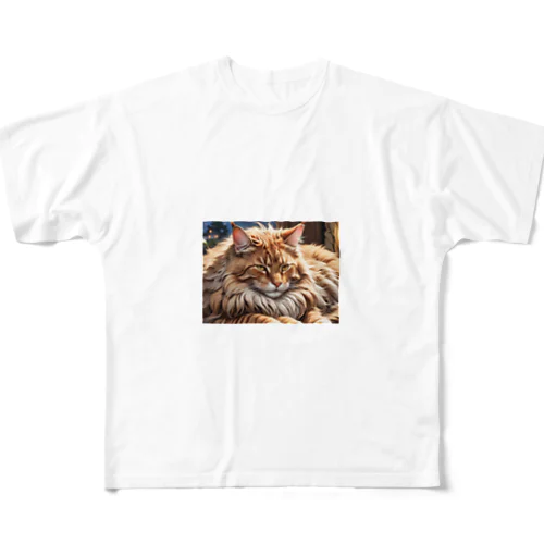 ふさふさねこ フルグラフィックTシャツ