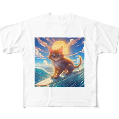 波乗り猫 All-Over Print T-Shirt