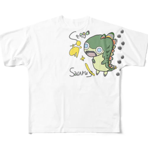 ちびっこゆる恐竜ステゴザウルス All-Over Print T-Shirt