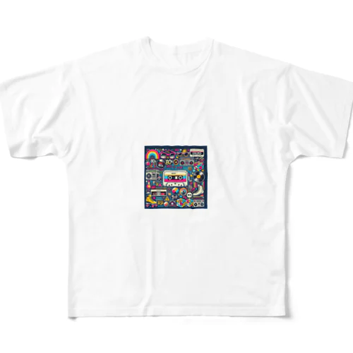 昭和レトロ80年代カセット フルグラフィックTシャツ
