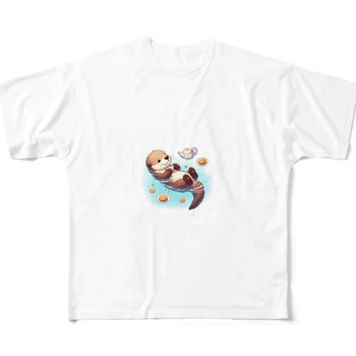 ティータイムを楽しむラッコ① All-Over Print T-Shirt