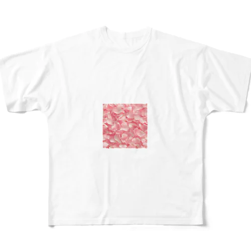 桃色の花びら綺麗 フルグラフィックTシャツ