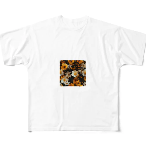 可愛い白と黄色い花 All-Over Print T-Shirt