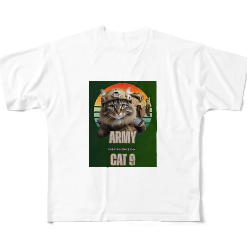 アーミー猫9 フルグラフィックTシャツ