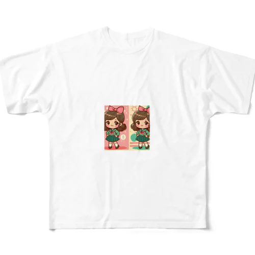 制服の女の子 フルグラフィックTシャツ