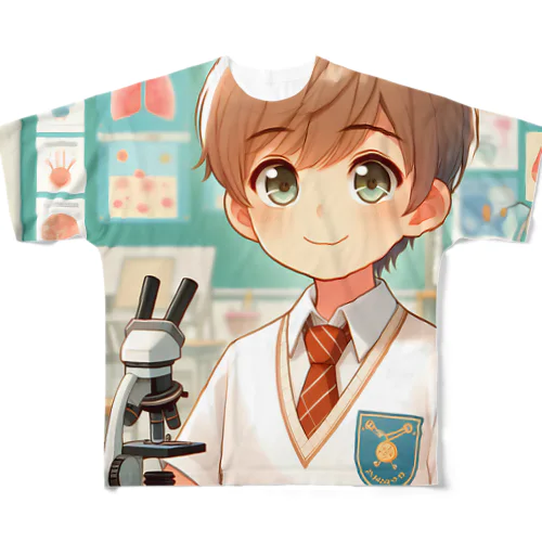 男の子　中学1年生　科学部 All-Over Print T-Shirt