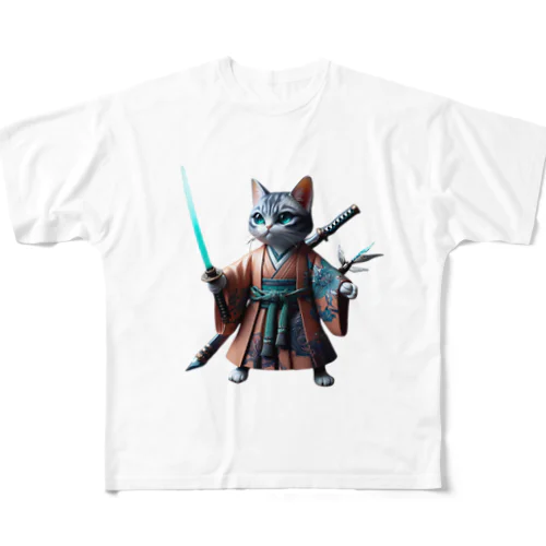 Samurai CAT All-Over Print T-Shirt