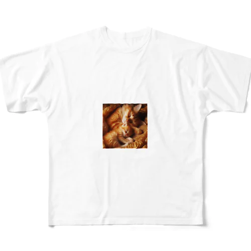 親子猫のほのぼのスリープ③ All-Over Print T-Shirt