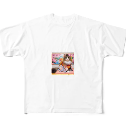 舞妓ネコおにゃん All-Over Print T-Shirt