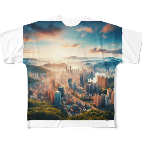  静寂の海外風景 フルグラフィックTシャツ